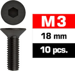 Ultimate Racing M3x18mm Плоски Глави Винтове 10...