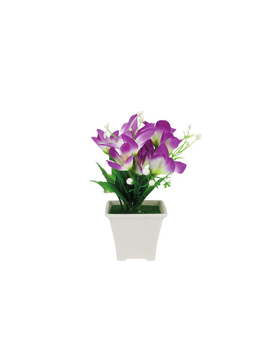 Γλαστρακι Λευκο Κρινακιa Μωβ 7.5x7.5x18cm 1/144kib