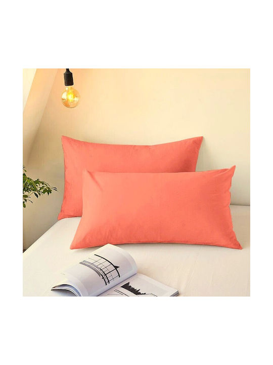 Kotonia Home Σετ Μαξιλαροθήκες με Φάσα Peach 50x80εκ.