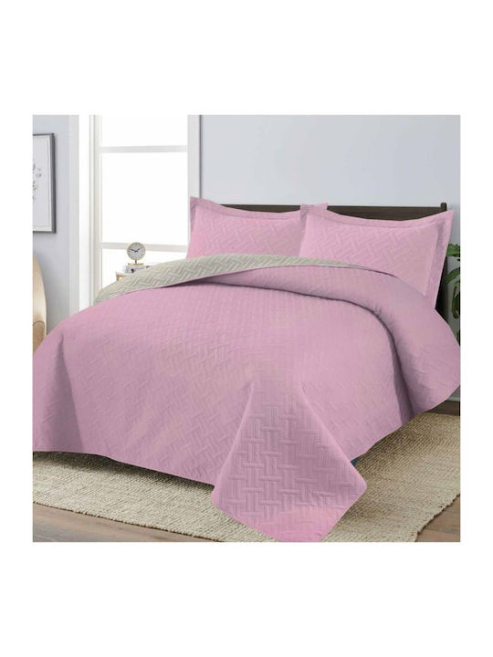 Σετ Κουβερλί Υπέρδιπλο Σάπιο Μήλο/μπεζ 220x240cm 3τμχ