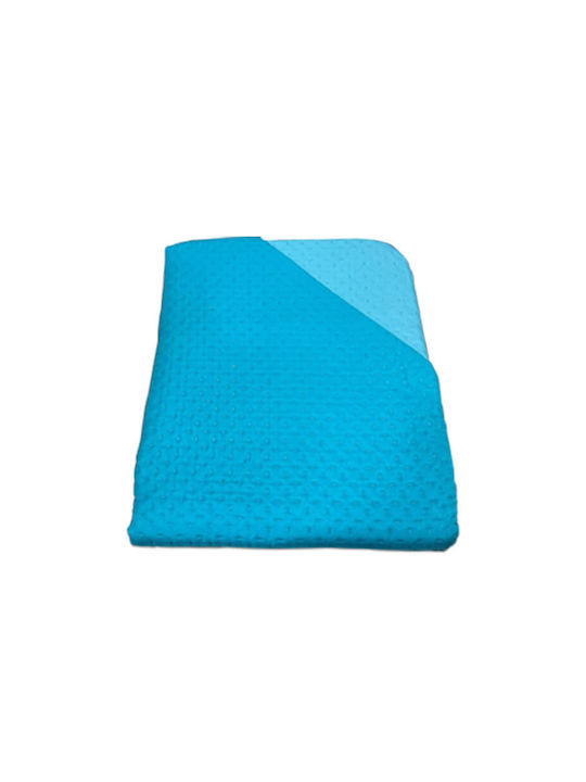 Cross Design Coverlet Double Turquoise Cyan 220x240cm