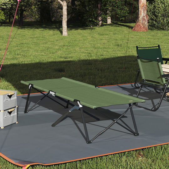 vidaXL Șezlong de plajă Verde Pliere Oțel 74x208x48cm