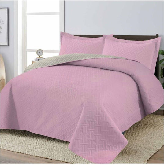 Set Coverlet Single Dusty Pink/Beige 160x240cm 2pcs