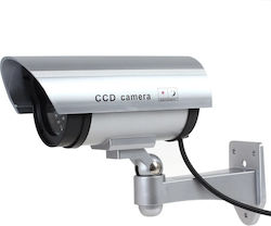 Nextly Фалшива Камера за Наблюдение Външна Вътрешна С Мигащ Червен Led 360°/90° Въртене Водоустойчива С Батерии Aa Сребърна