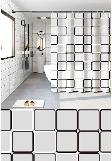 Ankor Peva Perdea de Baie Geometric Squares Ankor Peva Perdea de Baie Geometric Squares