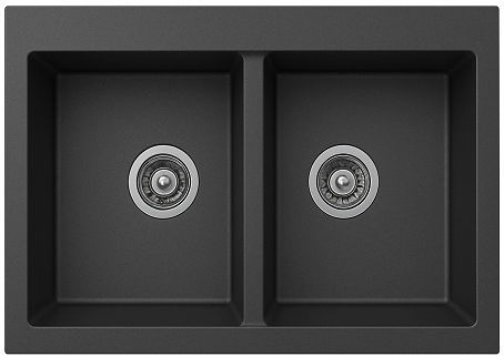 Unixton Drop-In Kitchen Sink Made of Liquid Granite M78xP50cm Charcoal