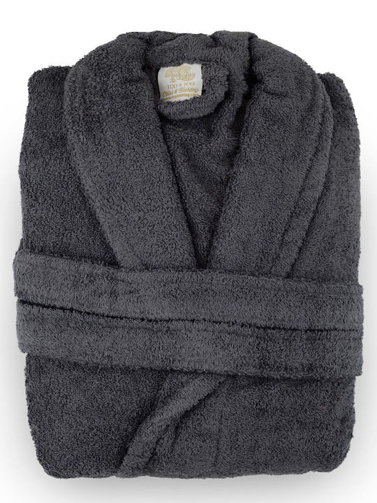Lin De Luxe Bademantel mit Kragen in Gray Farbe
