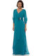 Maxi Dress for Wedding Christening Draped Turquoise