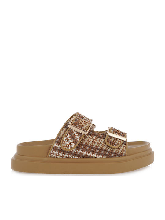 Exe Flache Sandalen für Damen in Braun Farbe