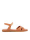 Leder Flache Sandalen für Damen in Tabac Braun Farbe