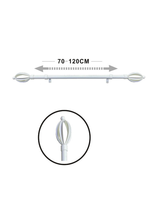 Tpster Μεταλλικό Κουρτινόξυλο Μονό Φ16mm 70εκ. Λευκό