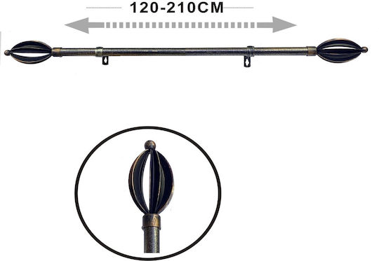 Tpster Metallic Curtain Pole Single Φ16mm 120cm Black-gold