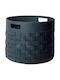Leather Woven Dusty Decorative Basket Leather Artificial Leather with Handles Blue 40x31cm