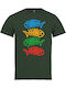 Pegasus Brand Khaki Blouse Fish Print Summer Urban Fashion Wear