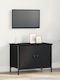 TV-Ständer Schwarz Eichenholz M60xT35xH45cm