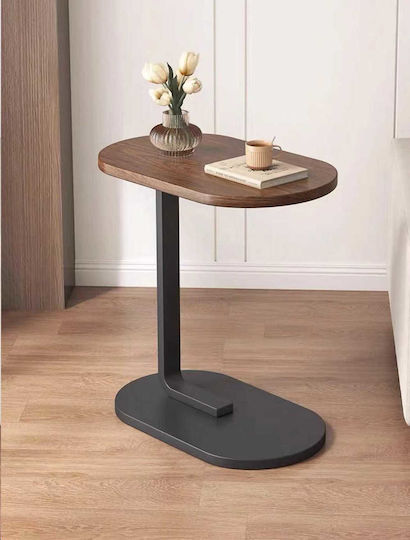 Oval Side Table Wooden Brown L40xW40xH50cm.