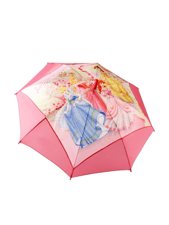 Perletti Kids Curved Handle Auto-Open Umbrella with Diameter 85cm Pink