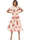 Set with High-waisted Midi Skirt Floral Red