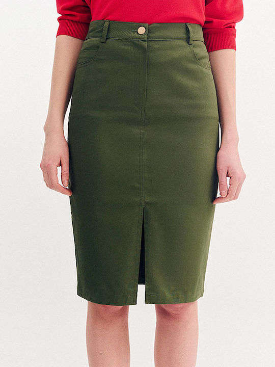 Forel Bleistift Hoch tailliert Rock Khaki
