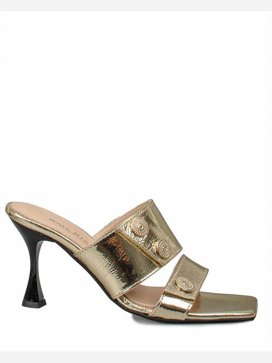 Mules with Heel in Gold Color
