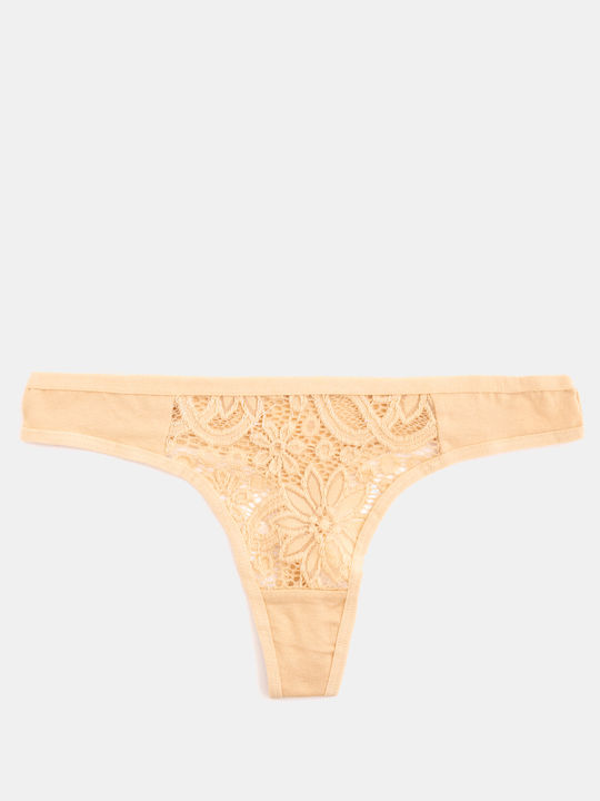 Damen-Slips Zeichenfolge Spitze Beiges Beiges