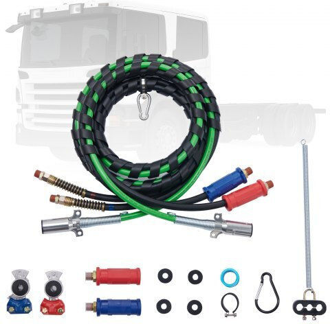 Vevor 12ft 3-in-1 Semi Truck Air Lines Kit 2pcs Glad Hands Handles