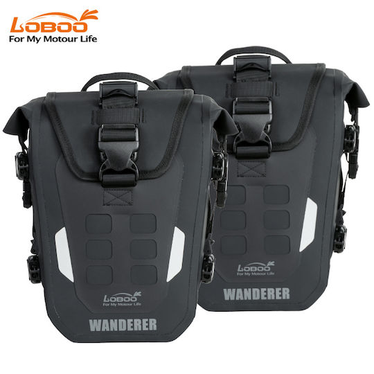 Loboo Crash Bar Wanderer Bag for Motorcycle Protection Rails 6lt Black