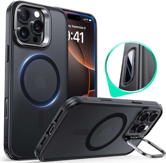 ESR Classic Hybrid HaloLock Kickstand Umschlag Rückseite Metallisch 1.3mm Schwarz (iPhone 17 Pro / iPhone 16 Pro)