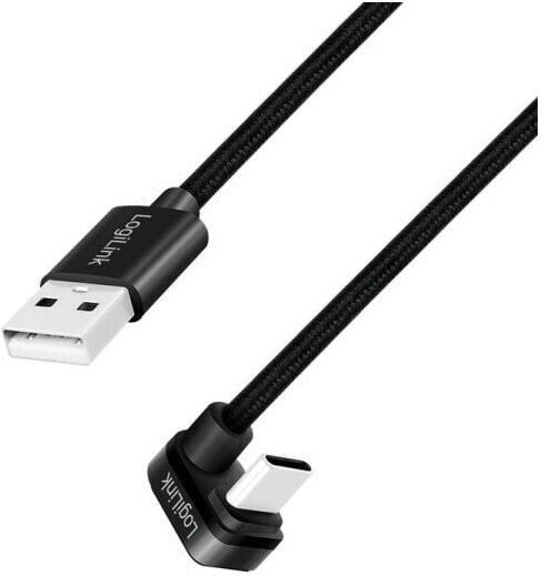 LogiLink Braided USB 2.0 Cable USB-C male - USB-A Μαύρο 2m CU0193