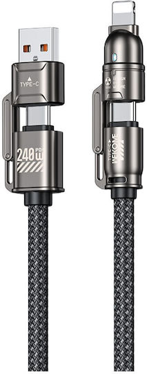 WK Regular la Cablu Lightning 240W Gri 1m