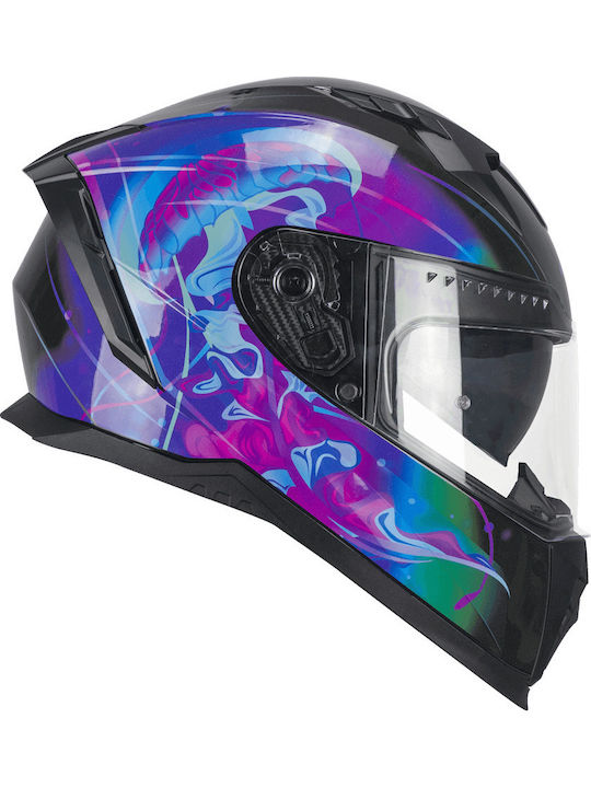 CGM Blast Jelly 311S Black/Violet Motorcycle Helmet Full Face ECE 22.06 1550gr with Pinlock and Sunvisor
