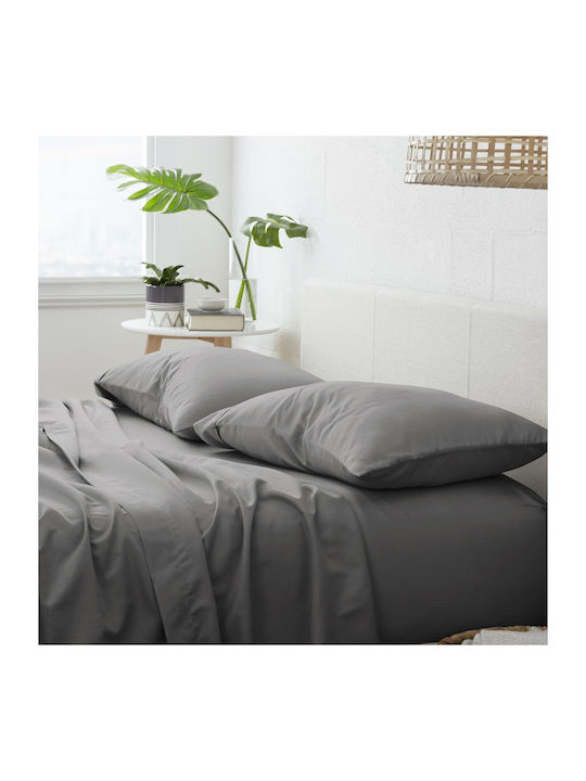 Kotonia Home Чаршаф Кралица 240x260см. Средно сиво
