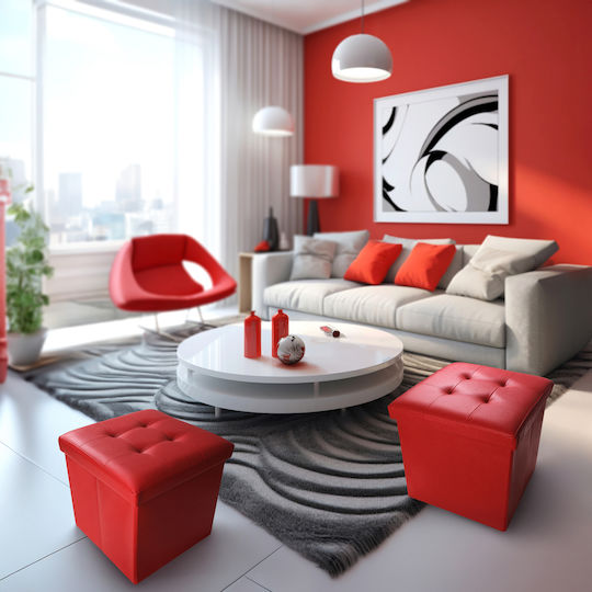 Scaun Suport pentru picioare Cu spațiu de depozitare Red 38x38x38buc Scaun Suport pentru picioare Cu spațiu de depozitare Red 38x38x38buc