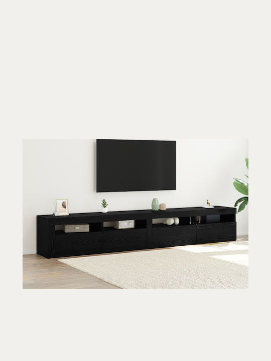 Living Room TV Unit with Lighting Black Oak L60xW35xH40cm