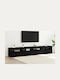 Living Room TV Unit with Lighting Black Oak L60xW35xH40cm