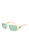 GCDS Unisex Sunglasses with Beige Plastic Frame and Green Lens