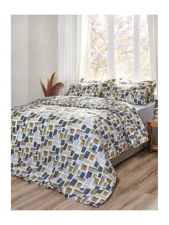 Peiraiki Patraiki Duvet Cover Set Cotton Single with Pillowcase 170x250 Glow Aqua