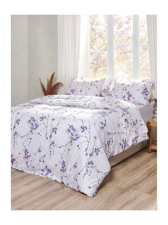 Peiraiki Patraiki Duvet Cover Set Cotton Single with Pillowcase 170x250 Exotic Flower Lilac