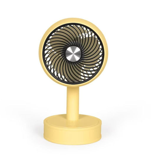 Livoo Tea310j Ventilator Mini Reîncărcabil de Birou 3 Viteze Diametru 7,5cm Baterie 500 mAh Autonomie 2h Galben