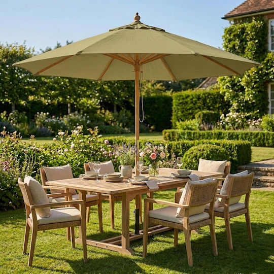 Wooden Garden & Terrace Parasol with Ventilation Opening Khaki Wooden Garden & Terrace Parasol with Ventilation Opening Khaki