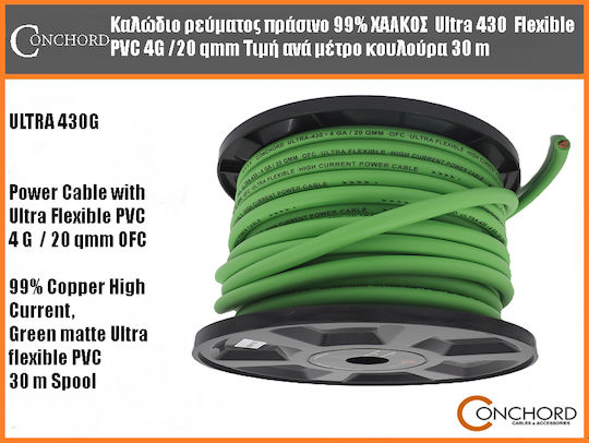 Conchord Power Cable 99% Copper 4gaus Ultra 430 G Price Per Meter Green