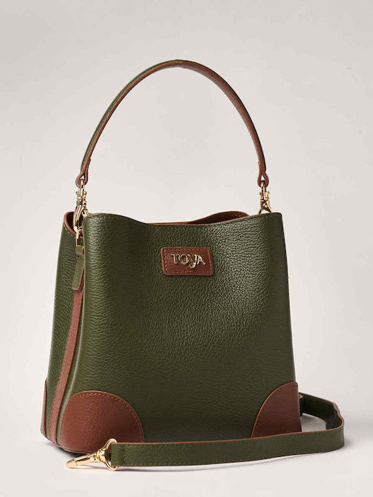 Leder Damentasche Schultertasche Grün