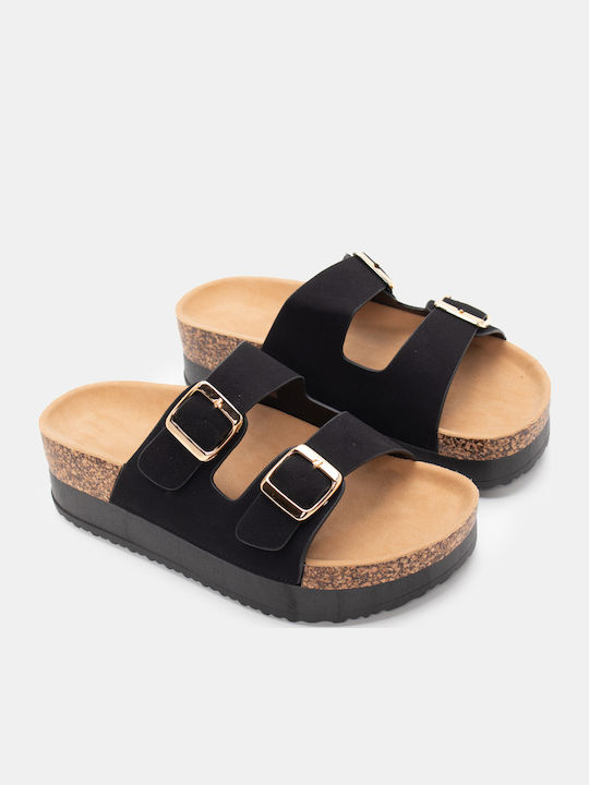 Luigi Γυναικεία Σανδάλια Flatforms Μαύρα