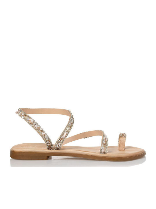 Sante Leather Women's Flat Sandals in Pink Color