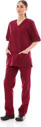 IdealPress Scrub Unisex Hose & Bluse Set Burgun...