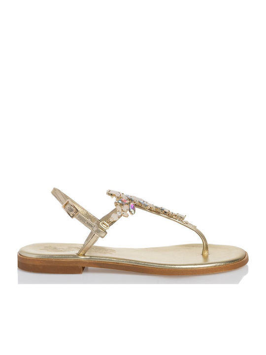 Sante Flache Sandalen für Damen in Gold Farbe