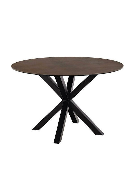 Norsica 780 Round Table Dining Room with Ceramic Surface Brown, Black 76x76cm