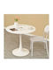 Round Table Kitchen Wooden with Metal Frame White 60x60cm