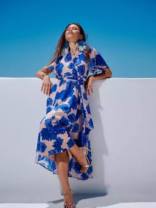 Desiree Midi Dress Wrap Blue 08.42133-m | Skroutz.mt