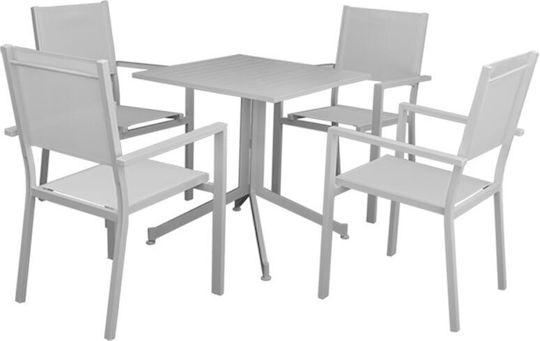 Set Sala De Mese Pentru Exterior 5 Piese Alb